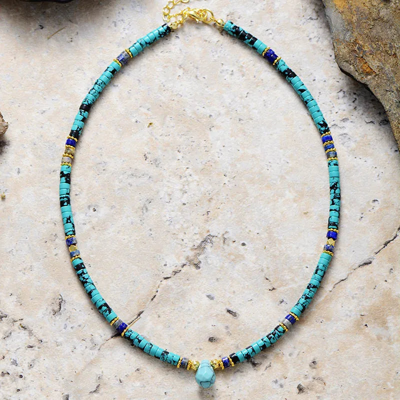 Azurblaue Gelassenheit Halskette aus Türkis und Lapislazuli