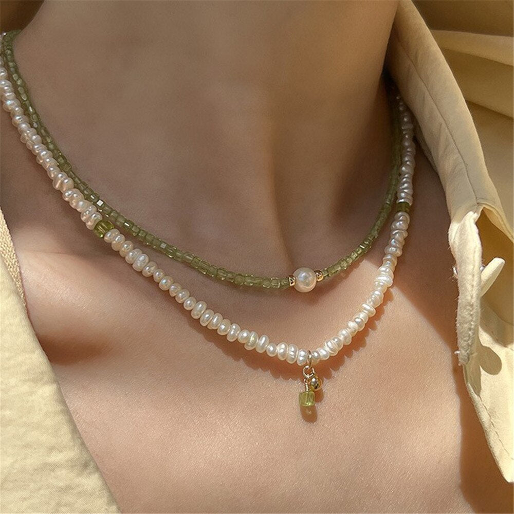 Schlanke Heiler-Perlen- Und Peridot-Halskette