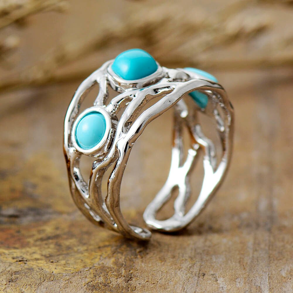 Elegante Weisheit Türkis & Jade Ring