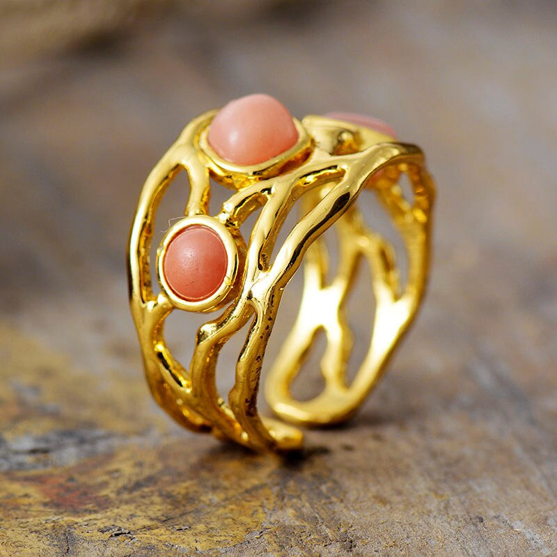 Elegante Weisheit Türkis & Jade Ring