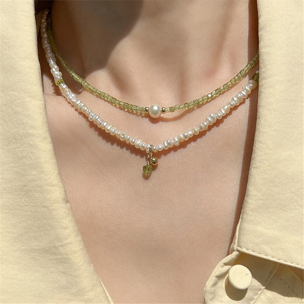 Schlanke Heiler-Perlen- Und Peridot-Halskette
