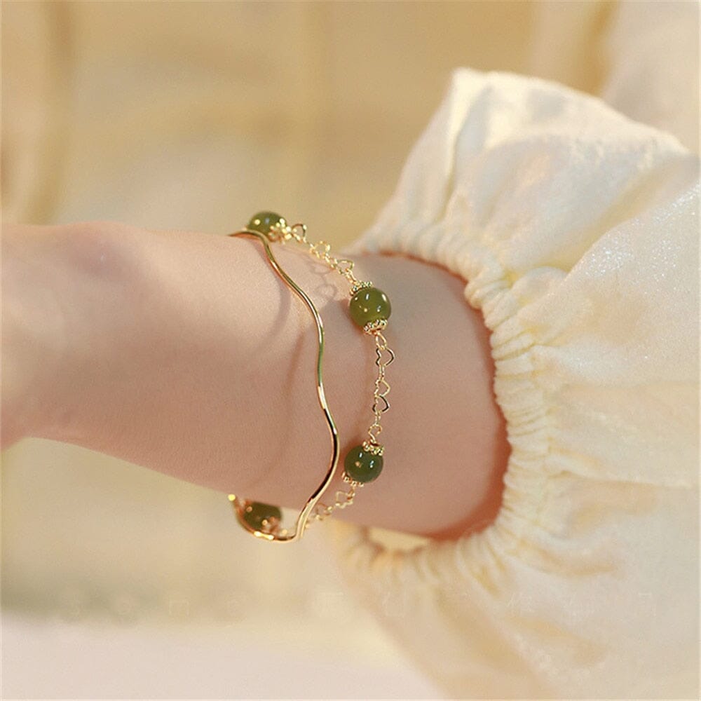 Wunderschöne Segnungen Armband aus grüner Jade