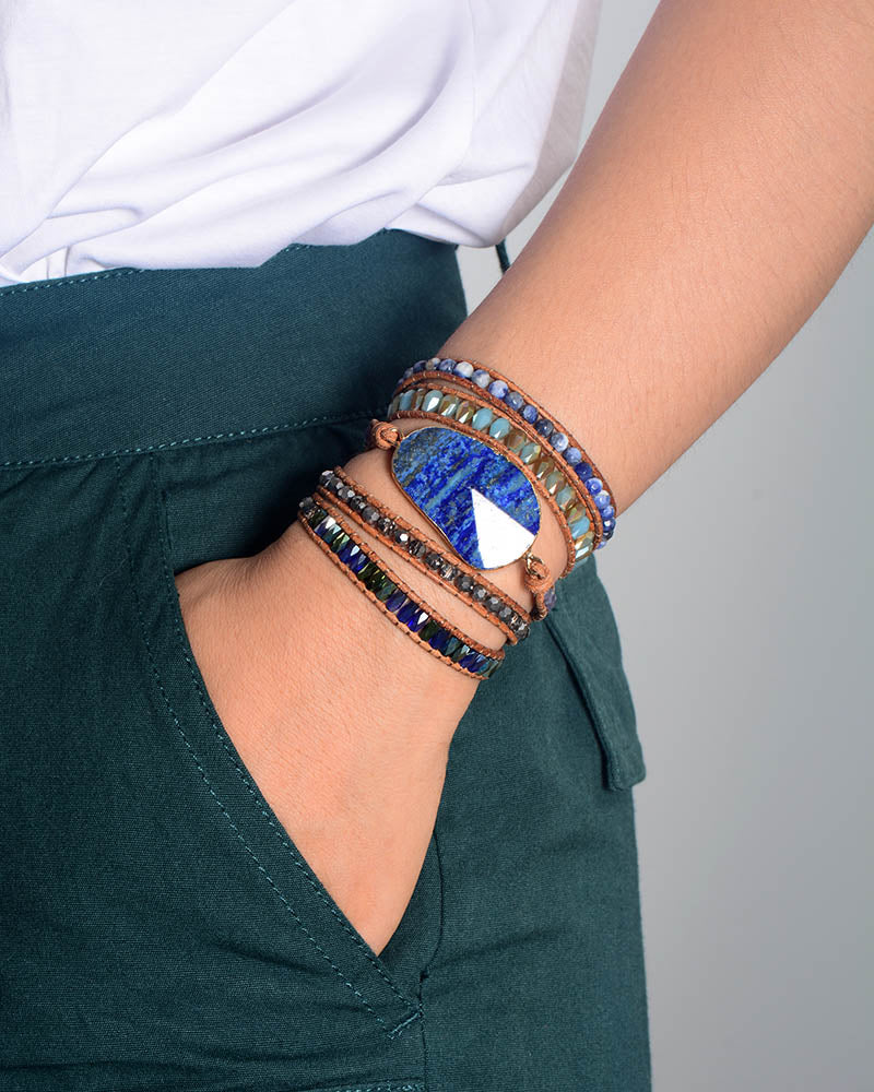 Azurblaues Lapislazuli-Armband Mit Mehreren Schichten