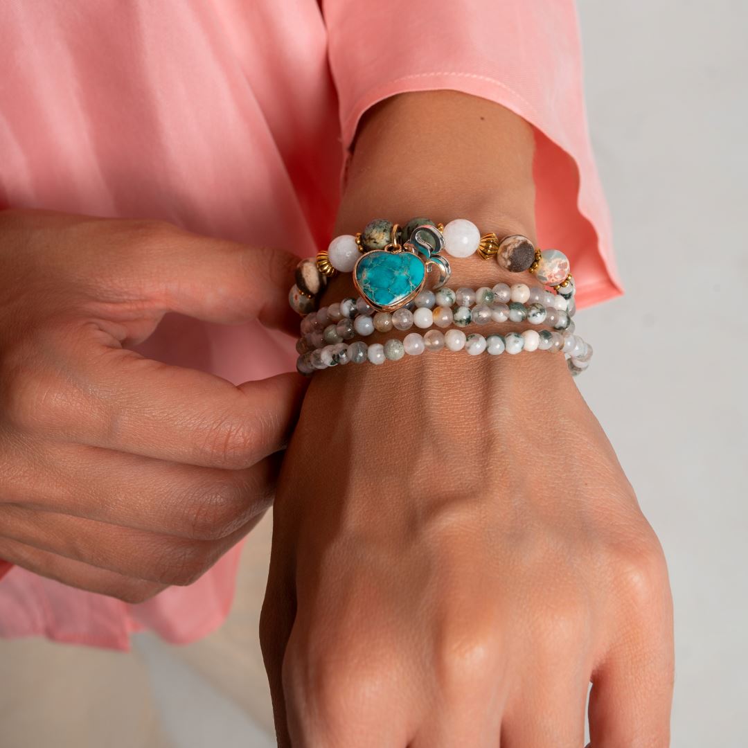 Yoga Zen Achat & Jaspis Mala Halskette/Armbänder