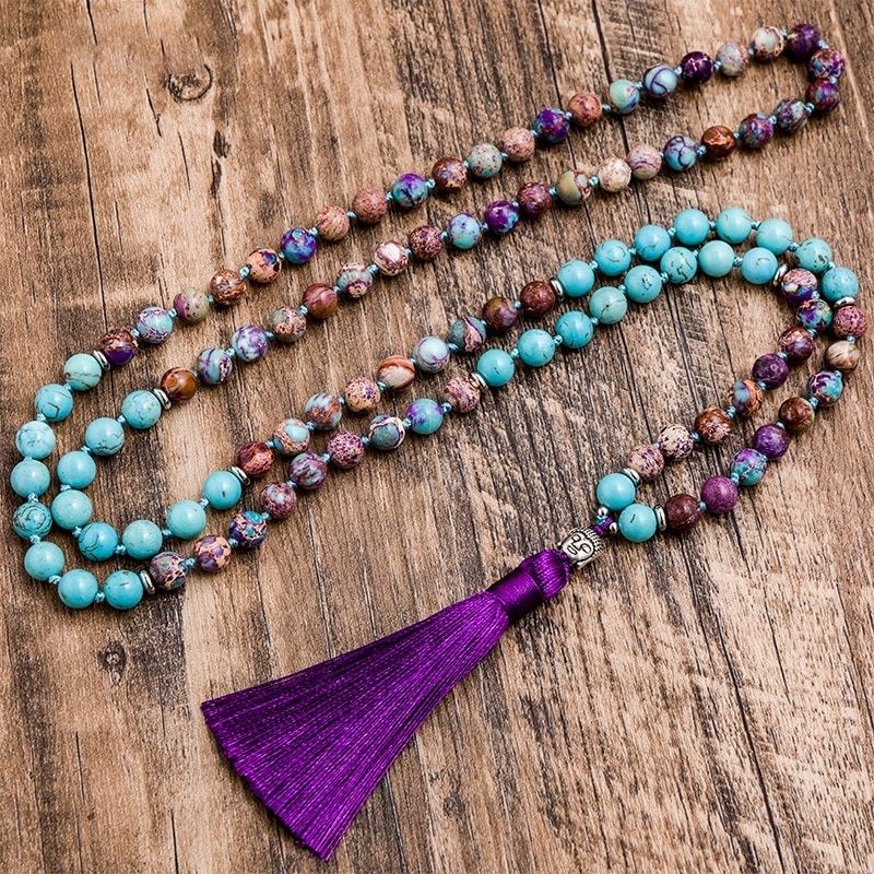 Violette Verzauberung Jaspis & Türkis Perlenkette
