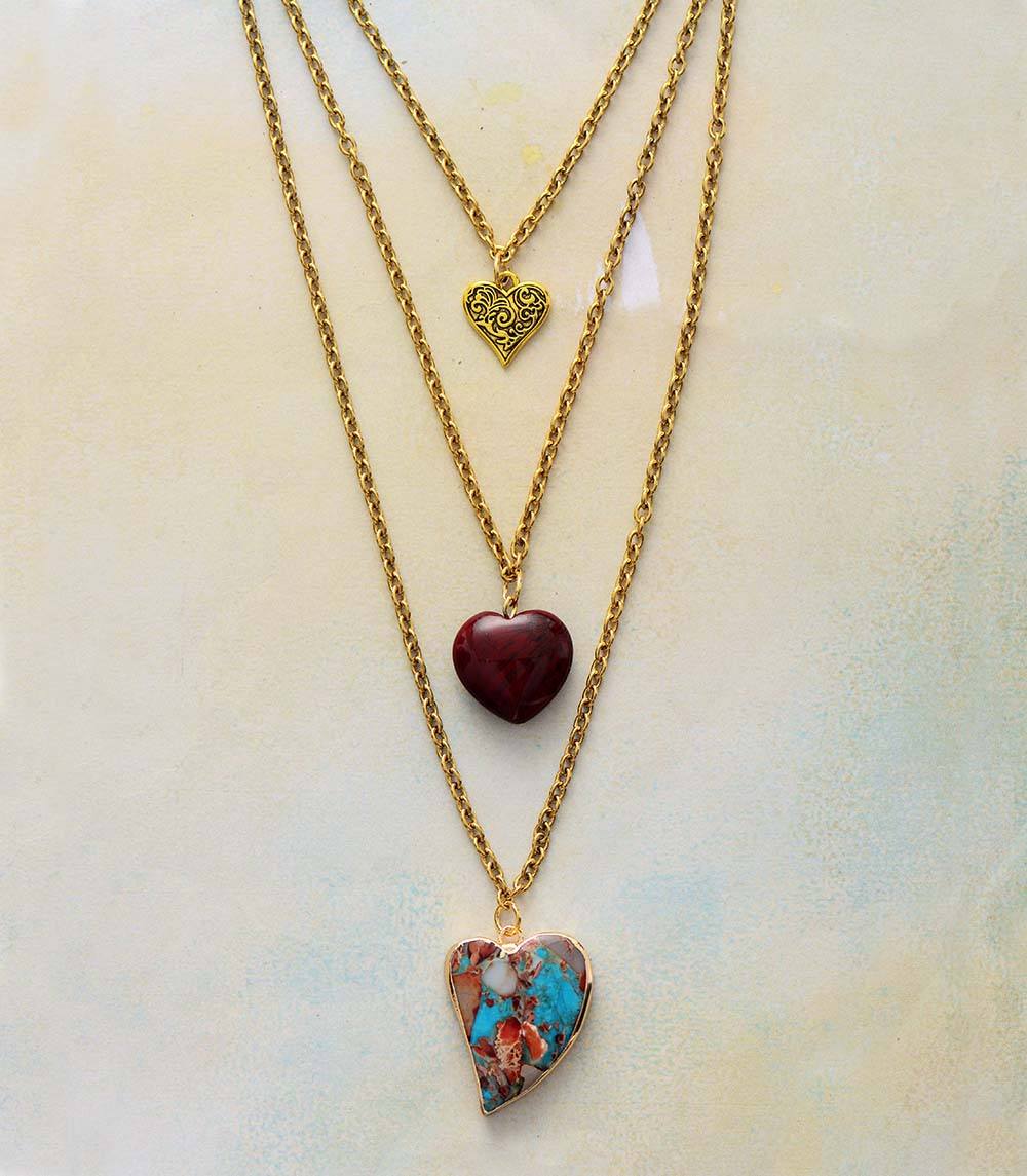 Mehrschichtige Jaspis Herz Halskette