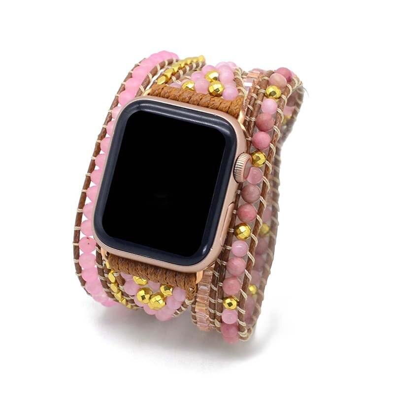 Goldenes Rosenquarz Apple Watch-Uhrenarmband
