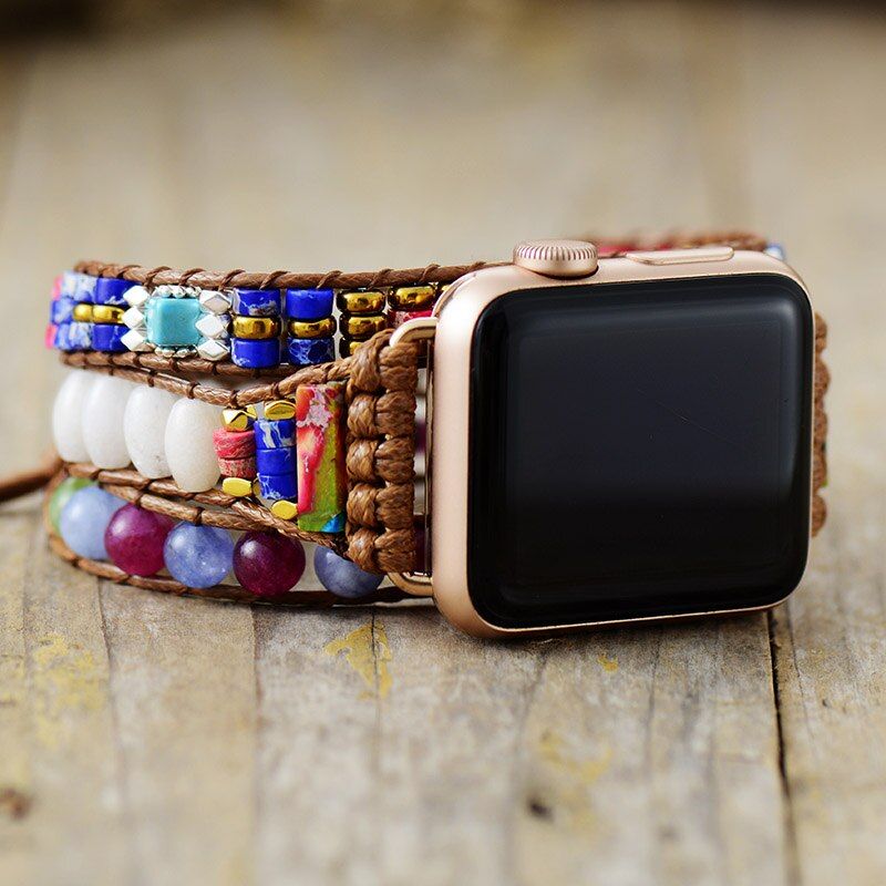 Edle Kraft Onyx & Jaspis Apple Watch-Uhrenarmband