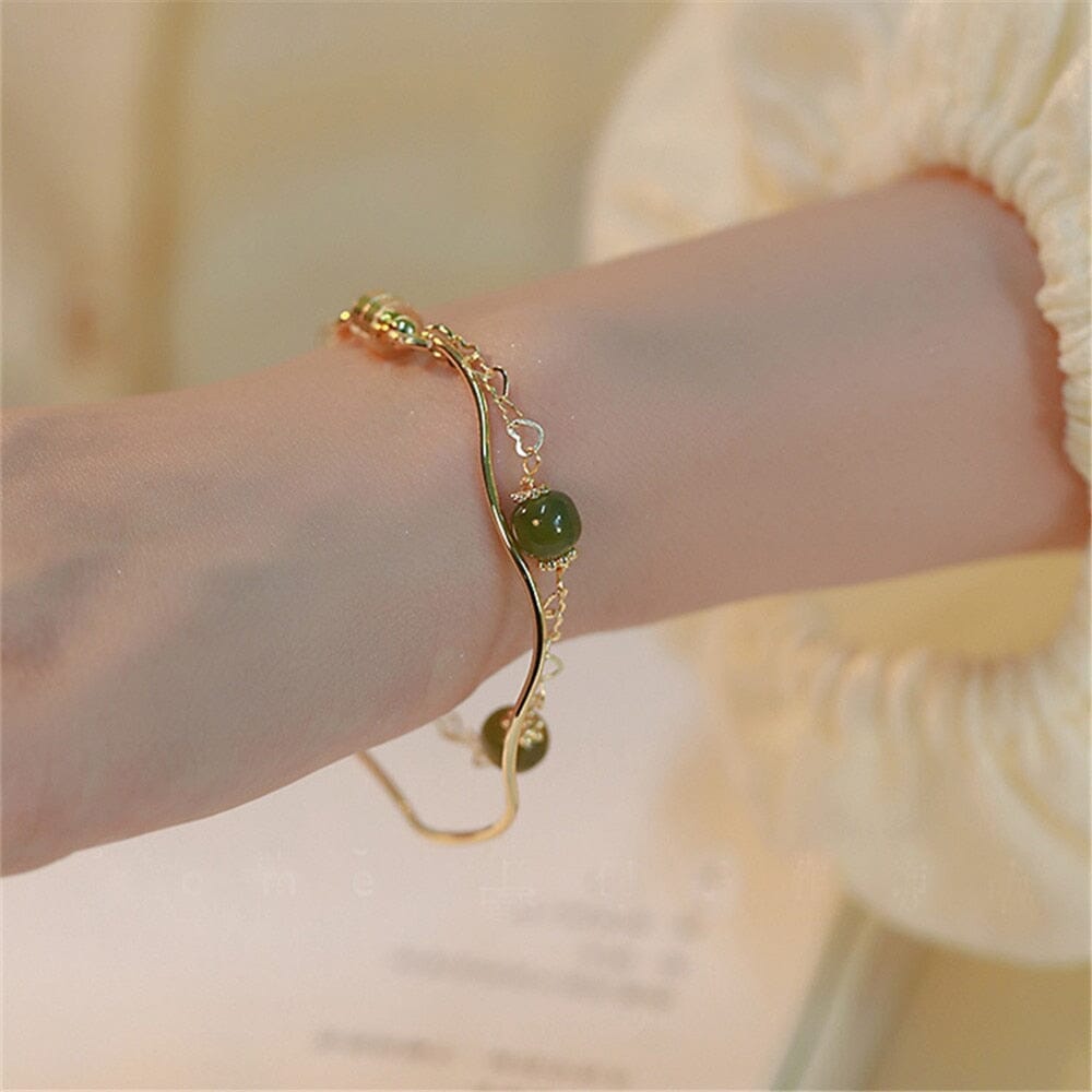 Wunderschöne Segnungen Armband aus grüner Jade